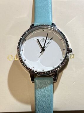 Olivia Burton Watch With 34mm White Face & Terquise Blue Leather Band